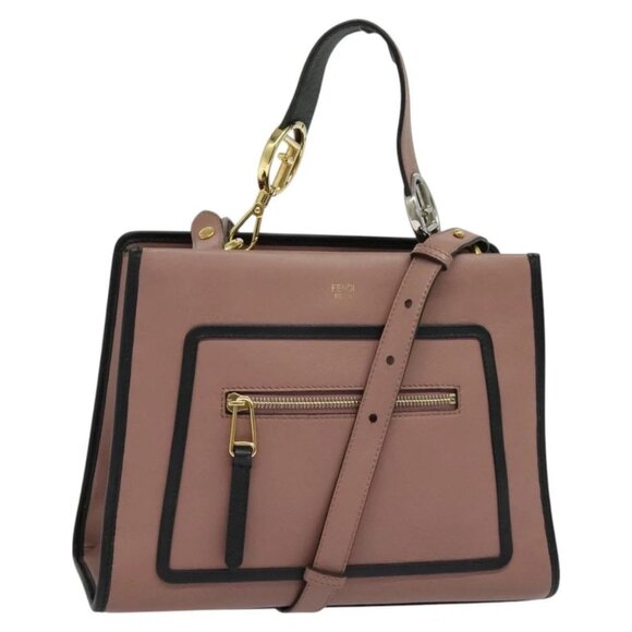 Fendi Handbags - FENDI Runaway Small Hand Bag Leather 2way Pink Gold Auth bs25561